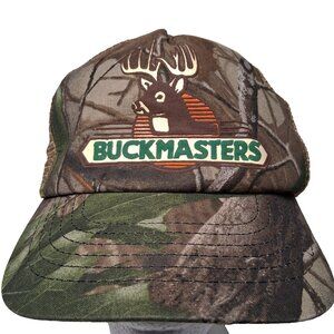 Vintage Buckmasters Cap Hat Tree Camo Camouflage Deer Hunting Hunt Mesh USA